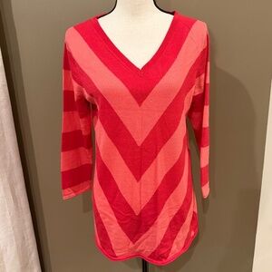 Gap Women's Pink & Red Valentines Wool Blend Chevron Sweater, Size Large